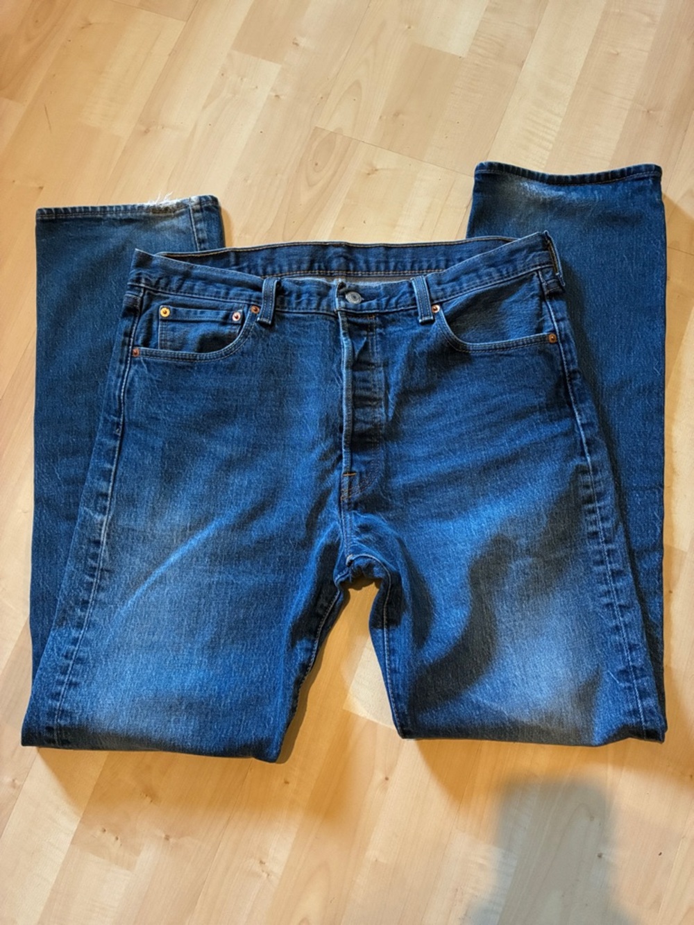 Classic Dark Blue Men's Jeans - Picture 1 of 12